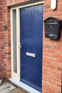 Blue wooden door before