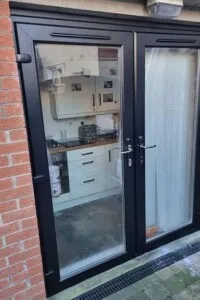 Black painted UPVC patio doors