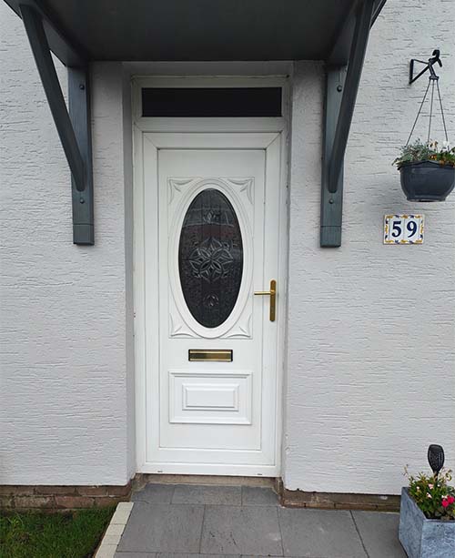 White UPVC front door before